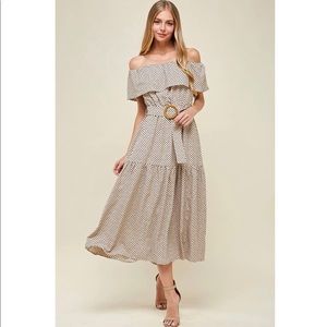 Ruffled off shoulder dress